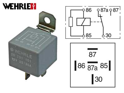 RELE 12V 20/30A 5-N. VASTUKSELLA