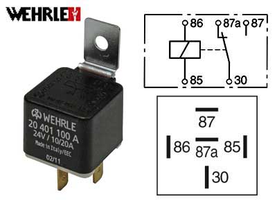RELE WEHRLE 24V 10/20A 5-N. 87A, PITIMELLÄ *