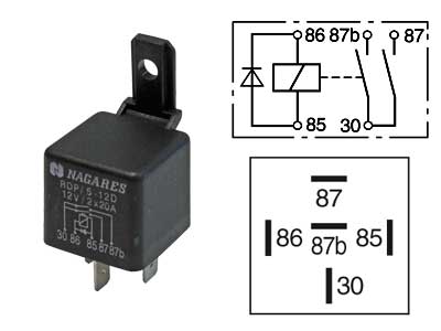 RELE 12V 2X20A 5-N. DIODI