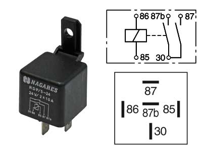 RELE 24V 2X10A 5-NAP. 87B, PITIMELLÄ
