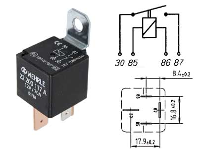 TEHORELE 12V 70A 4N. 2X9,5 PIDIKKEELLÄ
