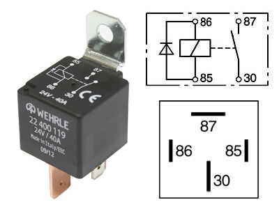 TEHORELE WEHRLE 24V 40A 4-NAP. DIODILLA