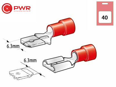 C-PWR LATTALIITTIMET PUN 6,3MM 40KPL