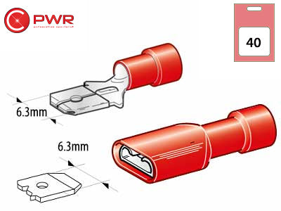 C-PWR LATTALIITTIMET PUN ERIST 6,3MM 40KPL