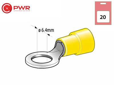 C-PWR LIITIN KELT. LENKKI 6.4MM 20KPL
