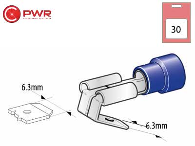 C-PWR HAAROITUSLIITTIMET SIN 30KPL 6.3X0.8MM