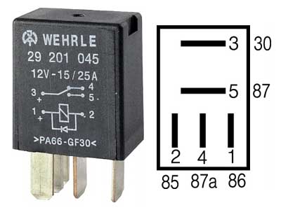 MIKRORELE WEHRLE  12V 15/ 25A DIODILLA