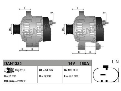 LATURI DENSO 12V 150A FIAT 500X/GIULIETTA/JEEP RENEGADE 14->