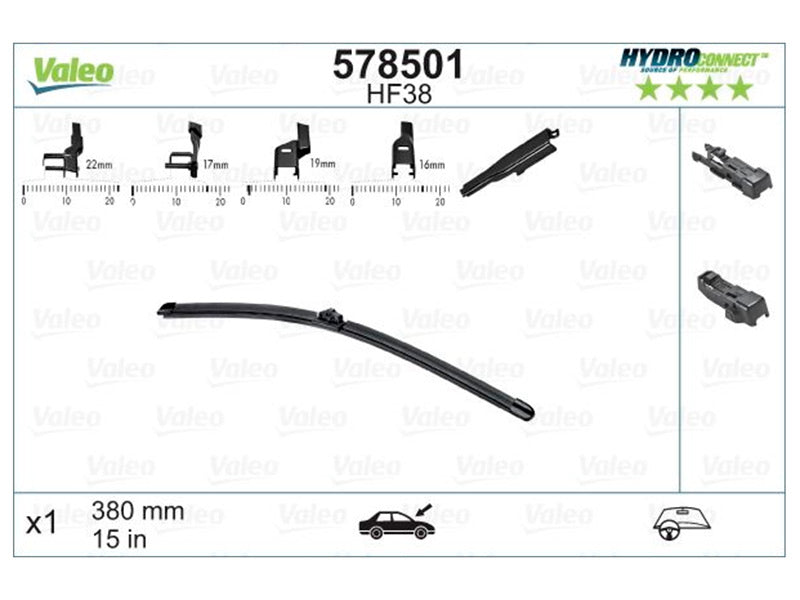 VALEO HF38 HYDROCONNECT FRONT LHD 38CM
