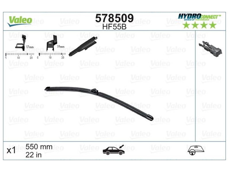 VALEO HF55B HYDROCONNECT FRONT LHD 55CM