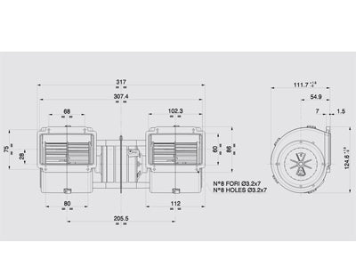 PUHALLIN SPAL 12V 1-NOP/ 317X86X112 MM / 251 W / LL