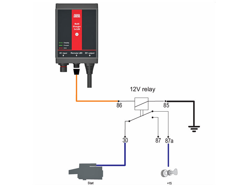 DEFA MULTICHARGER 1X12A REMOTE LED LIITÄNTÄ