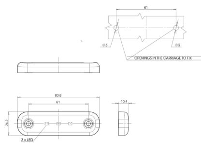 LED-ÄÄRIVALO SININEN 12/24V 84X24MM - Image 3