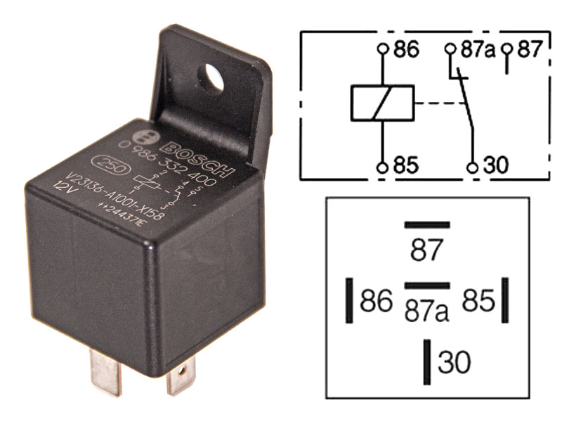 RELE 12V 20/30A, 87A 5-NAP, PITIMELLÄ