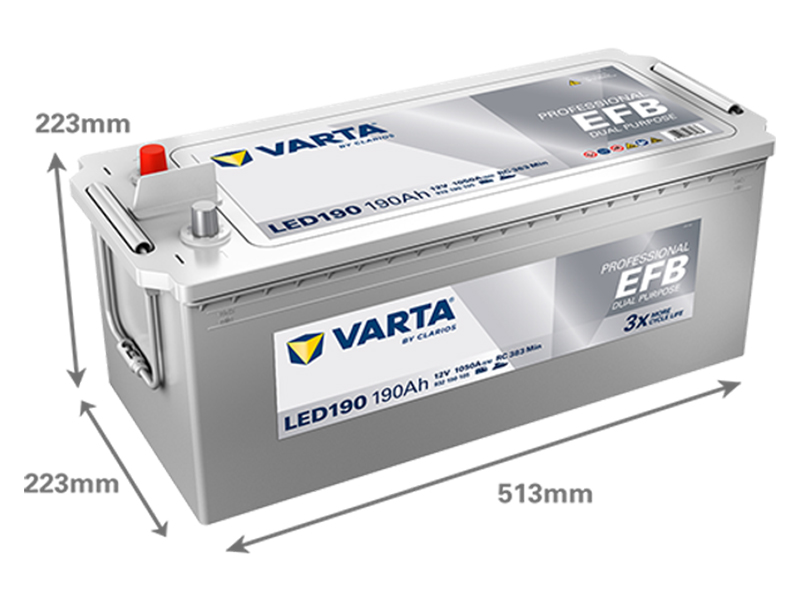 VARTA PROFESSIONAL EFB 190AH 1050A 513X223X223MM +/- - Image 2