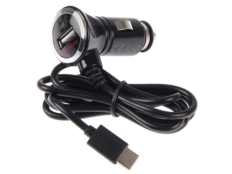 C-PWR USB AUTOLATURI 1XUSB-A PORTTI + TYPE-C KAAPELI