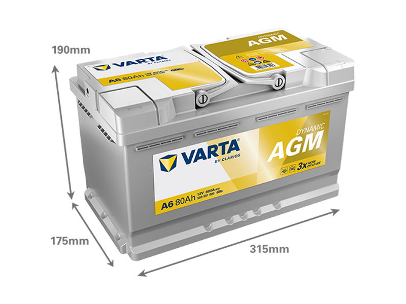 VARTA DYNAMIC AGM 80AH 800A 315X175X190MM -/+ - Image 2